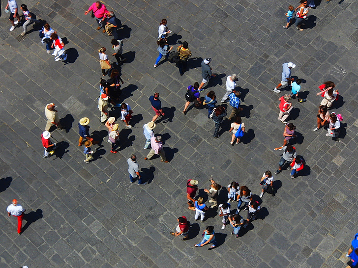 Itàlia, Florència, persones, caminant, compres, plaça, plaça