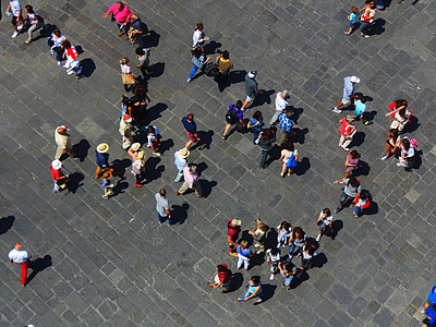 Italija, Firence, ljudje, hoja, nakupovanje, Square, Plaza