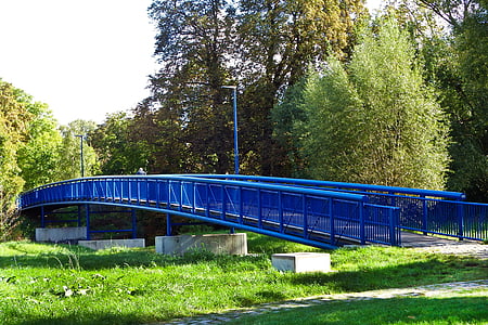 мост, синьо, преход, река, далеч, разходка, Ръш
