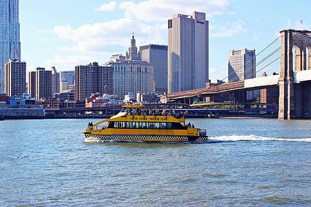 ニューヨーク, 水上タクシー, ボート, 水, 市, マンハッタン, 都市