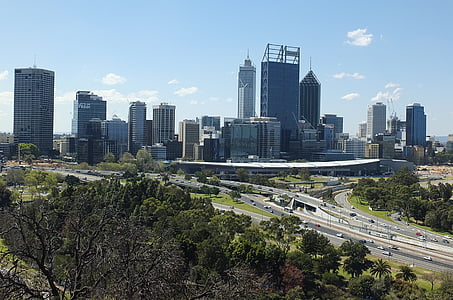 město Perth, Panorama, město, Austrálie, Perth, budova, mrakodrap