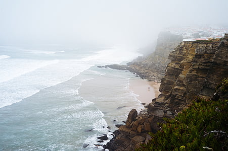 body, water, near, rock, cliff, daytime, sea