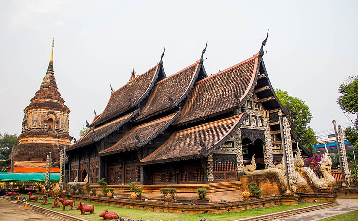 ukuran, Chiang mai thailand, Pagoda, kuno, Thailand, Wat lok moli