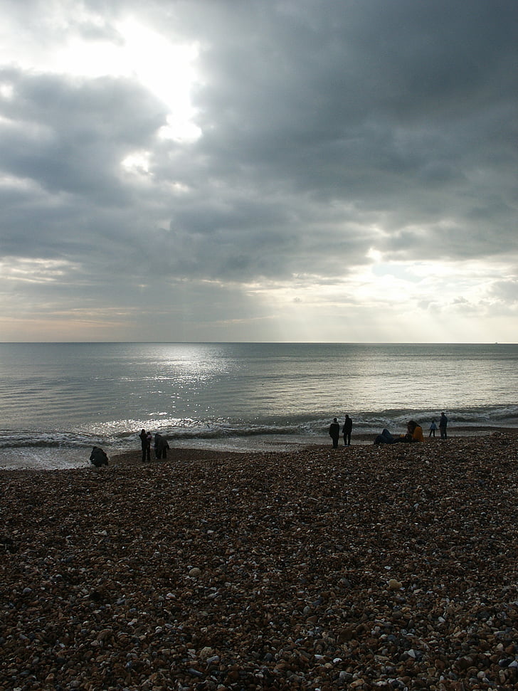 jūra, vasaros, dangus, vandenyno, Anglijoje, Brighton, Gamta