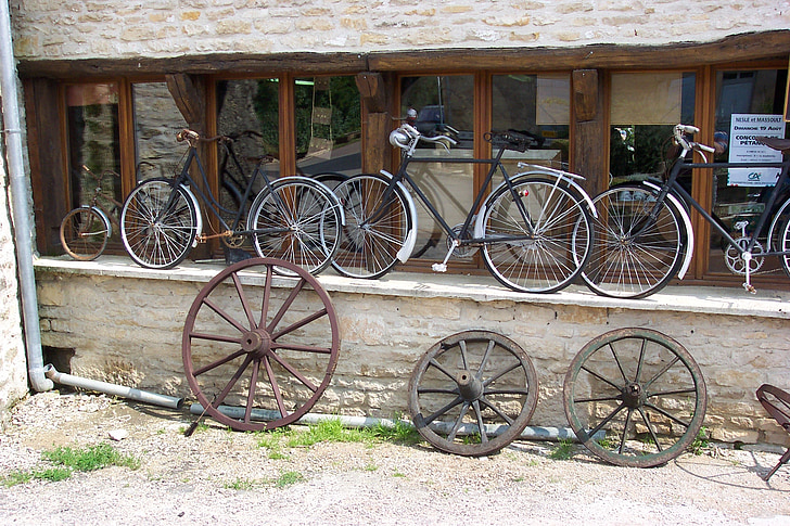vélo, marché aux puces, vieux, roue, ancien