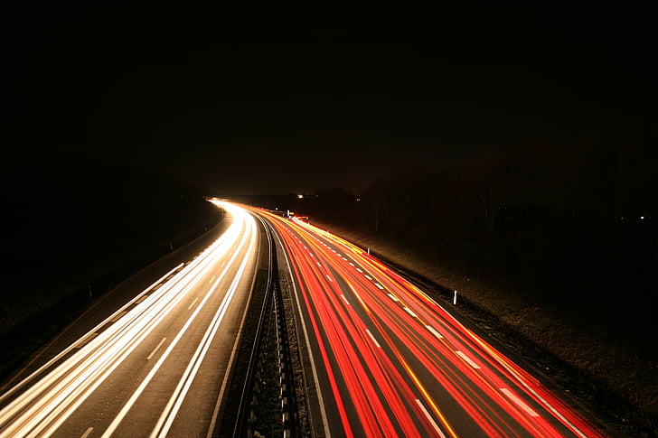 ceste, promet, noć, svjetla, reflektor, praćenja, auto