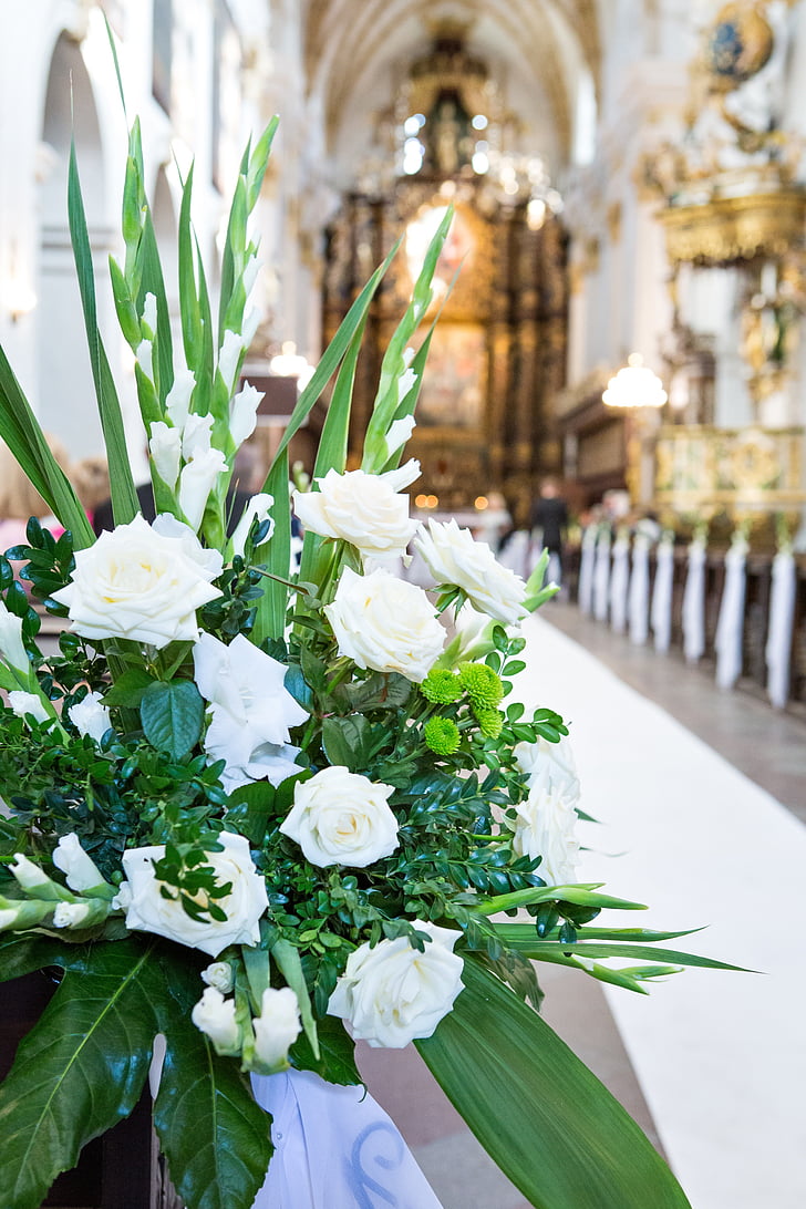 flores, ornamentos, decoração, Igreja, bouquets de casamento, buquê, casamento