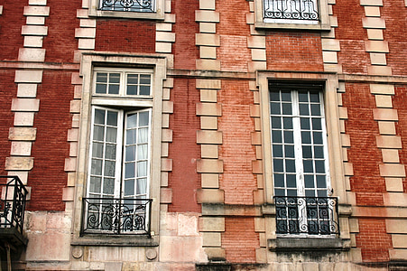 πρόσοψη, Windows, πλατεία Place des vosges, Παρίσι, αρχιτεκτονική, παράθυρο, εξωτερικό κτίριο