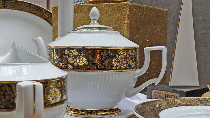hollóháza, porcelain, gold plated