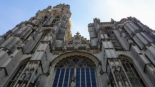 катедрала, Антверпен, сграда, архитектура, историческа сграда, град, исторически сгради