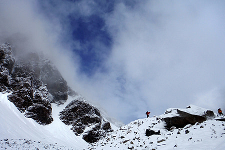 a Pamir, Tádzsikisztán, táj, hegyek, felhők, pass, sziklák