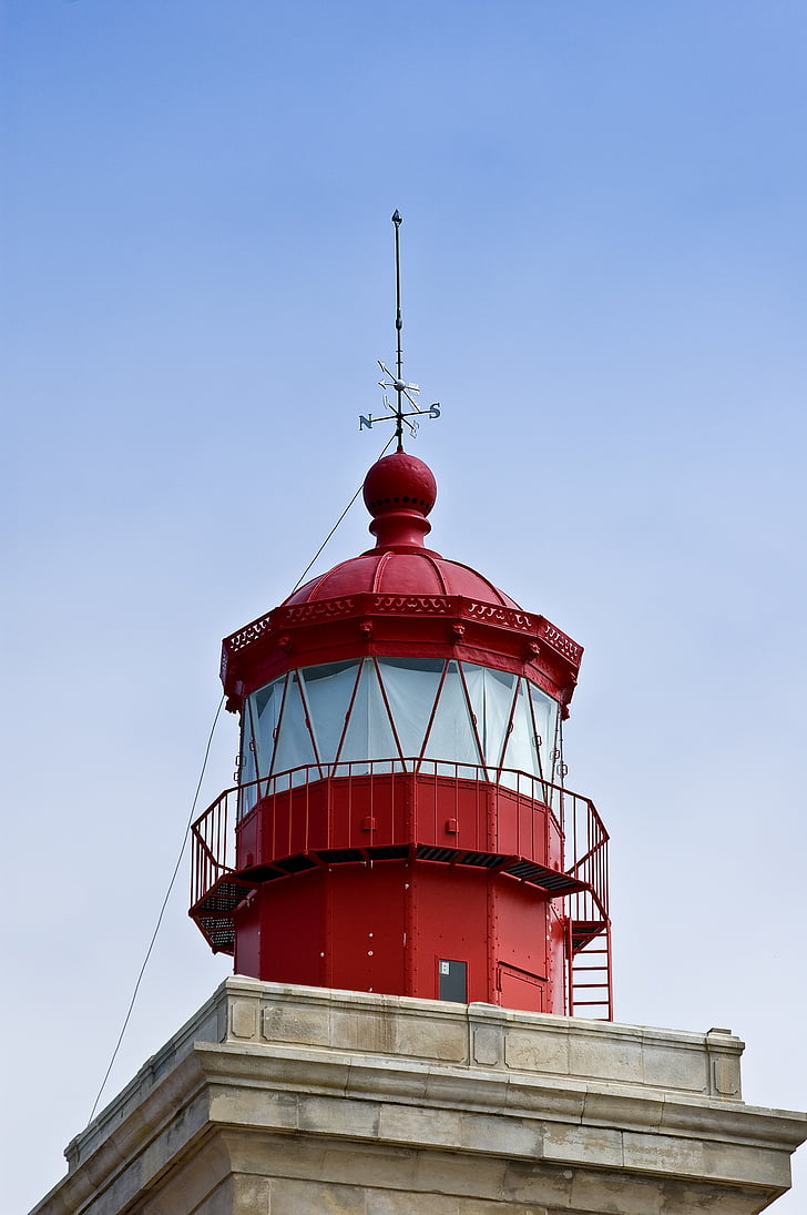 Lighthouse, Portugal, röd, byggnad