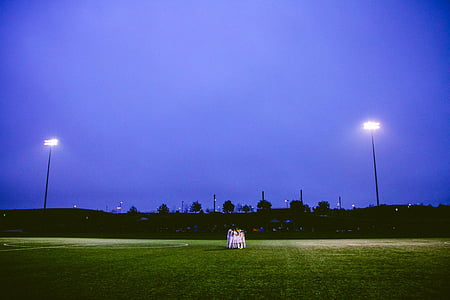 Futbolas, žaidėjas, centras, stadionas, kojos, friends, žolės