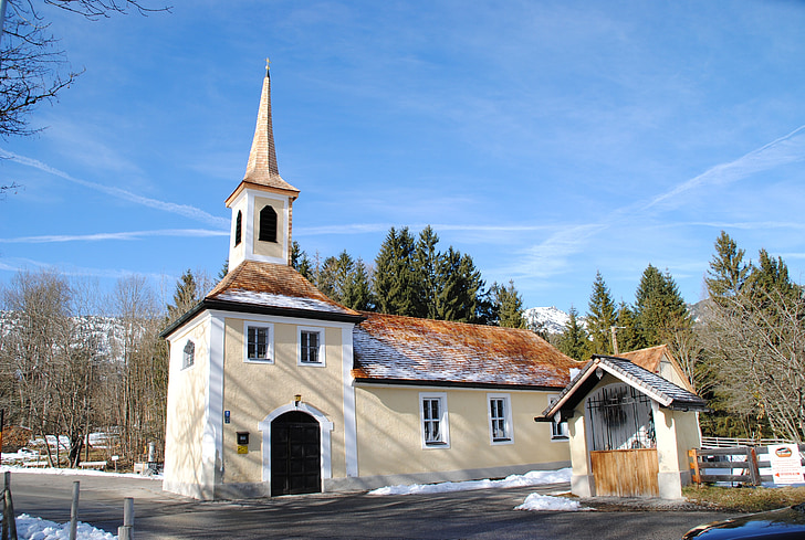 ramsau, Berhtesgādenā, kapela, ziemas, Augšbavārija, Bavaria