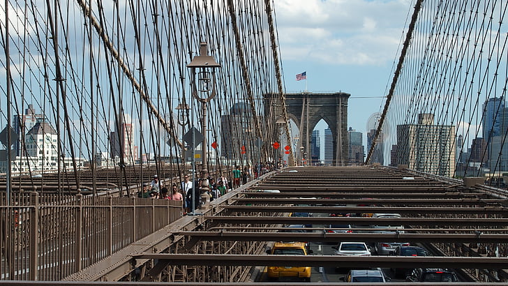 New Yorkissa, Mielenkiintoiset kohteet:, Maamerkki, vetovoima, Brooklyn Bridge-silta, New Yorkissa, Manhattan - New York City