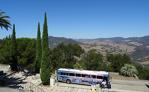 Ranch, nézet, hegyek, parti, San simeon, California, Amerikai Egyesült Államok