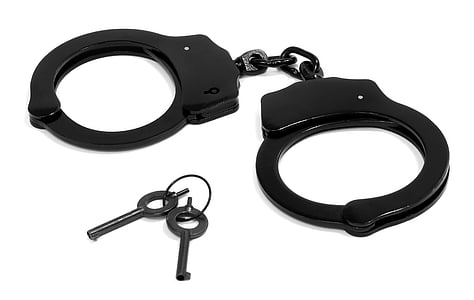 handcuffs, black, criminal, arrest, bondage, crime, law