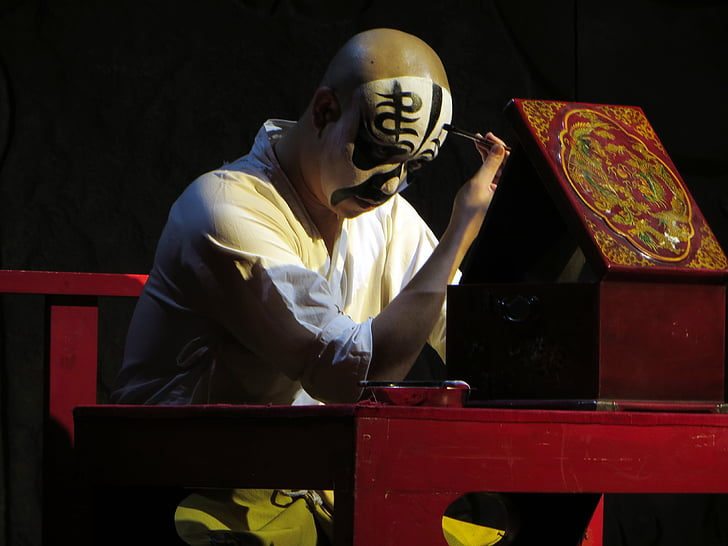 Peking, Opera, Maska, sestavljajo, moški, gledališče, igralec