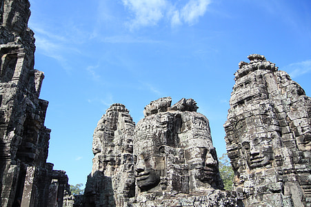 Kambodža, Angkor wat, ruševine, hram, festivala, nebo, putovanja