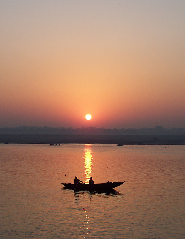 boat, ocean, water, sunset, sunrise, orange, river