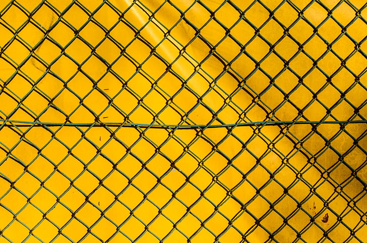 hegnet, gitteret, gul, chain link hegn, model, tekstur, baggrunden