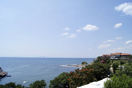 bulgaria, sea, beach, clouds, blue sky, summer, scenery