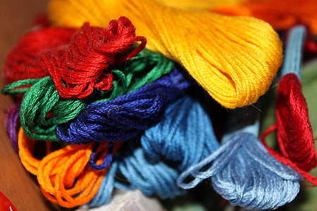 floss, draad, regenboog, gekleurde wol, draden-macro