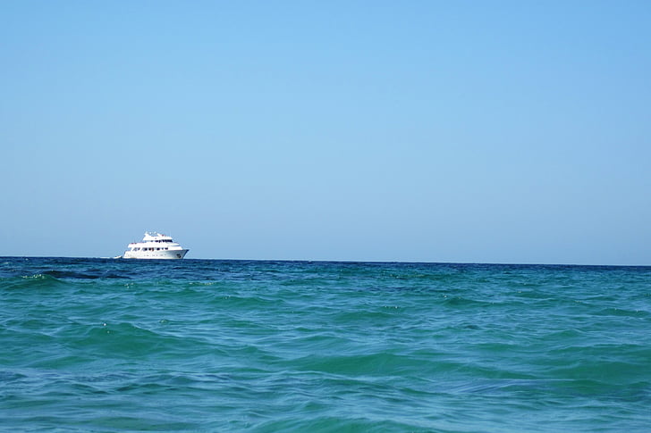 blå, båt, Cruise, Horizon, reise, fritid, luksus