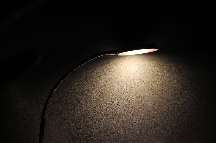 lamp, light, bulb, wall, dark, night, illuminated