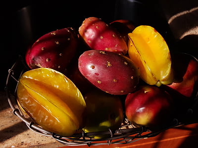 fruits, basket, cactusfruit, food, fruit, freshness, ripe