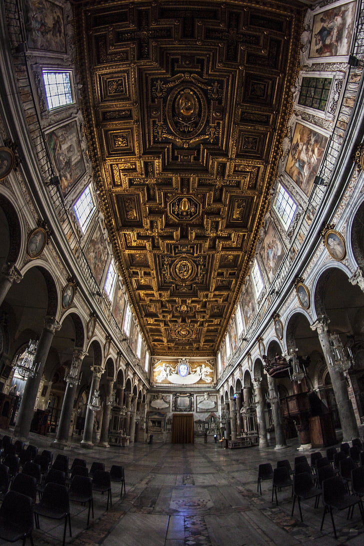 Chiesa, la navata centrale, Italia, altare, navata centrale, soffitto, preghiera