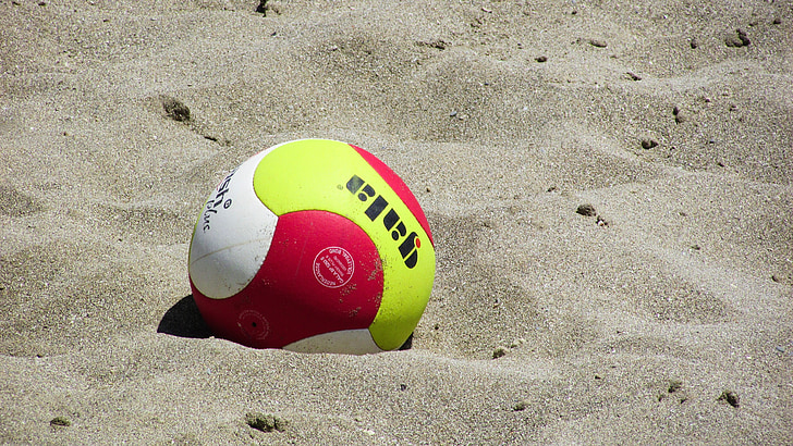 beachvolley, volleyboll, bollen, Sand, idrott, volley, sommar