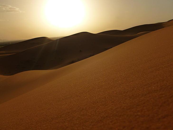 Maroc, Sahara, erg chebbi, paysage, coucher de soleil, scenics, dune de sable