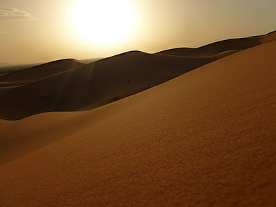 Maroko, Sahara, Erg chebbi, pemandangan, matahari terbenam, scenics, gumuk pasir