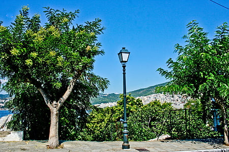 Kavala, Eclairage public, rue, vue rue, arbre, architecture, à l’extérieur
