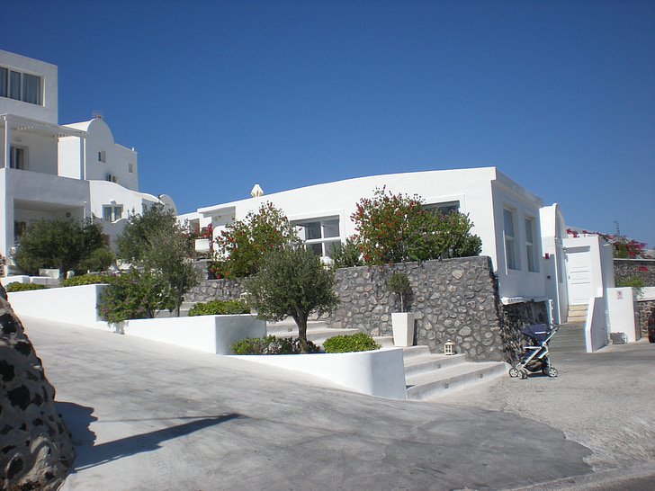 Santorini, illa grega, Grècia, Marina, caldera volcànica, vista de carrers, casa d'habitatge