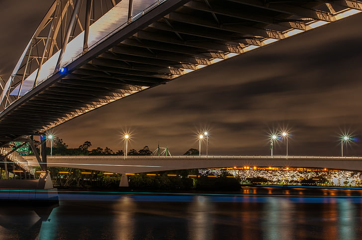 Fondo de comercio, puente, Río, ciudad, Brisbane, calma, Australia