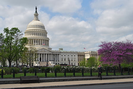 oss capitol, bygge, arkitektur, skyer, våren, Washington dc, regjeringen