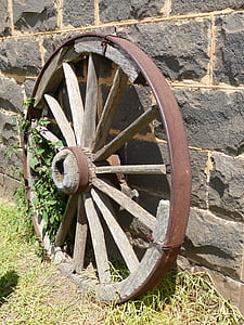 roue de wagon, antique, arrière-plan, rayons, en bois, roue, wagon
