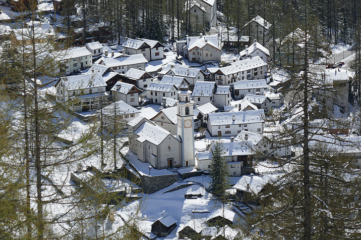 país, muntanya, Ticino, neu, l'hivern, Bosco gurin