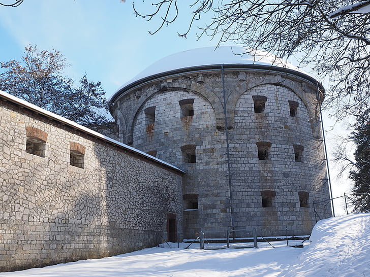 mur de forteresse, tour, Cross Tour, Wilhelmsburg, Château, Cour intérieure, Ulm