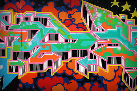 graffiti, Hamburg, ściana, kolorowe, malarstwo, sztuka, dzieła sztuki