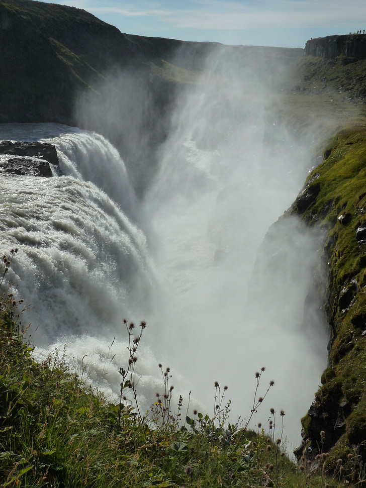 Gullfoss, vodopád, řeka, Hvítá, Ölfusá, Haukadalur, Island