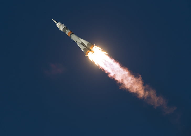 Soyuz lanceringen, plads, shuttle, rumskib, rumfartøj, astronaut, raket