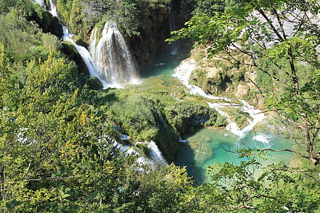 Milli Parkı, Plitvice Gölleri, Hırvatistan, şelale, doğa, Virginia su, Orman