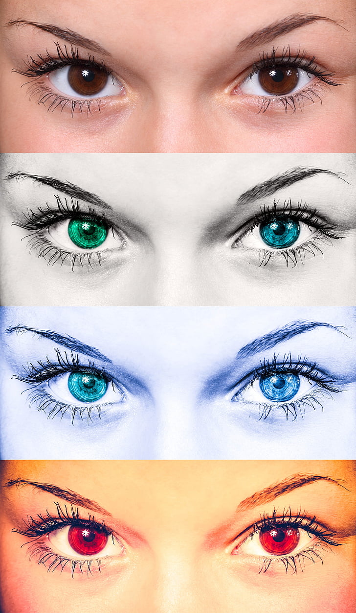 Augen, Weiblich, Collage, Frau, Mode, schöne, Iris