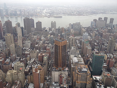 New york city, NYC, skyline van New york, skyline, stadsgezicht, wolkenkrabber, centrum