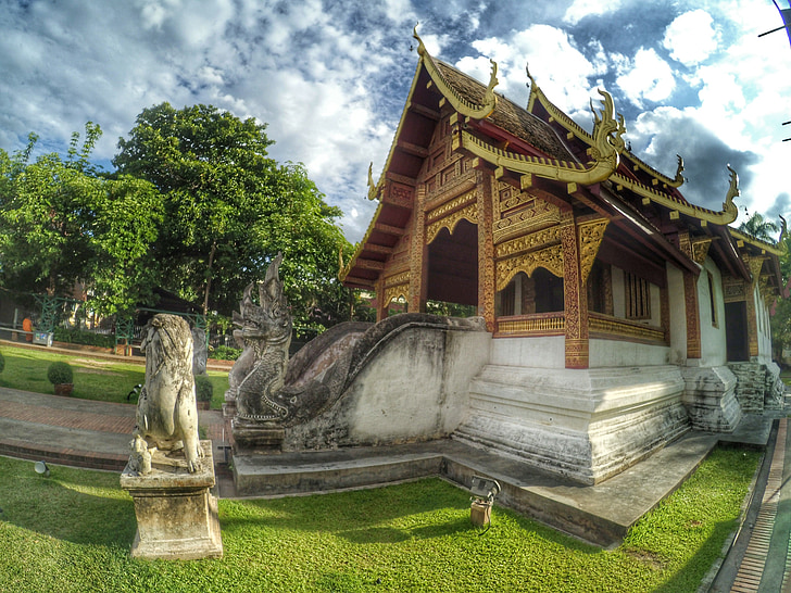 měření, Chiang mai, Thajsko, Katedrála, hrad, Wat phra singh