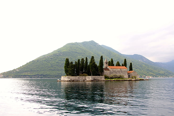 Sankt georg, eiland, kleine, water, bezoekplaatsen, vakantie, Montenegro
