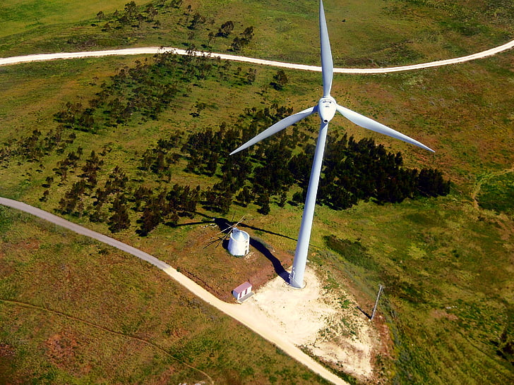 Moulin à vent, Mills, vue aérienne, pinwheel